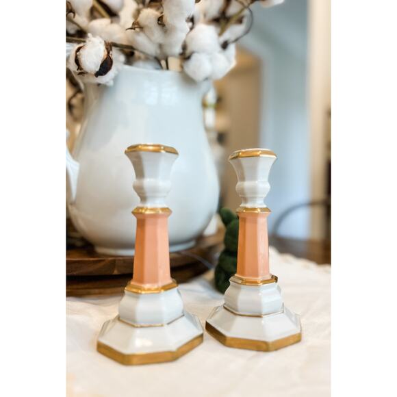 Gold & Pink taper‎ Andrea by Sadek Candlestick Set - Picture 3 of 5